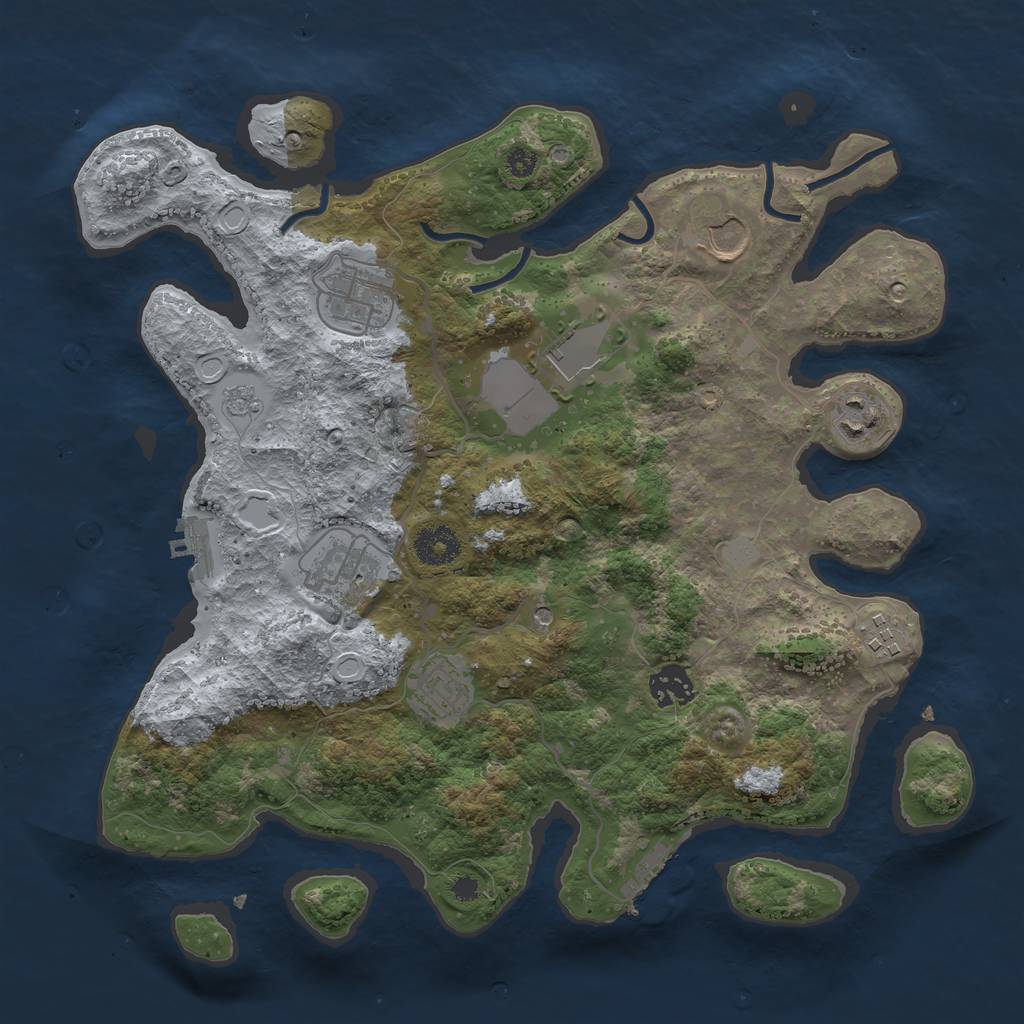 Rust Map: Procedural Map, Size: 3500, Seed: 1562996275, 17 Monuments