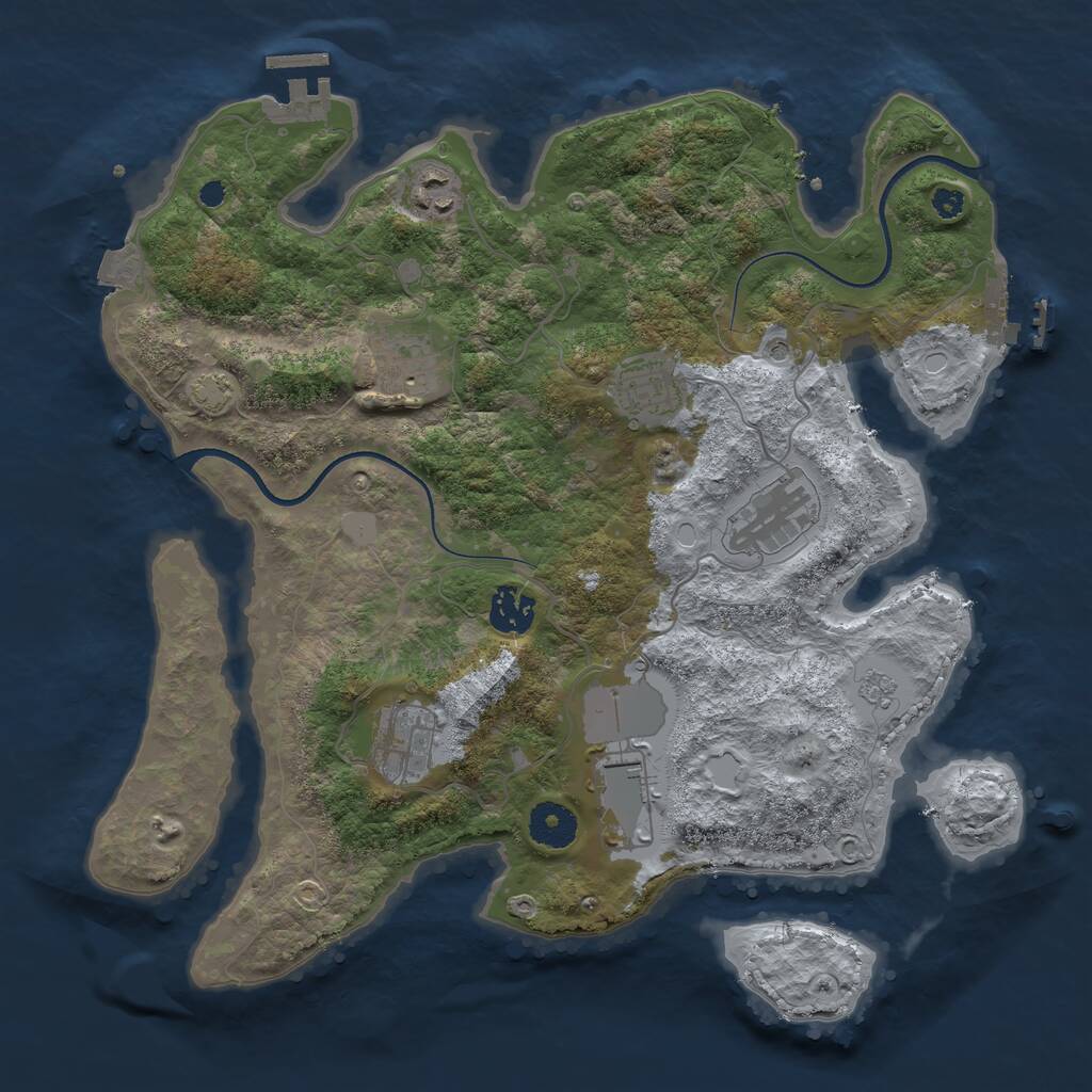 Rust Map: Procedural Map, Size: 3500, Seed: 67471253, 13 Monuments