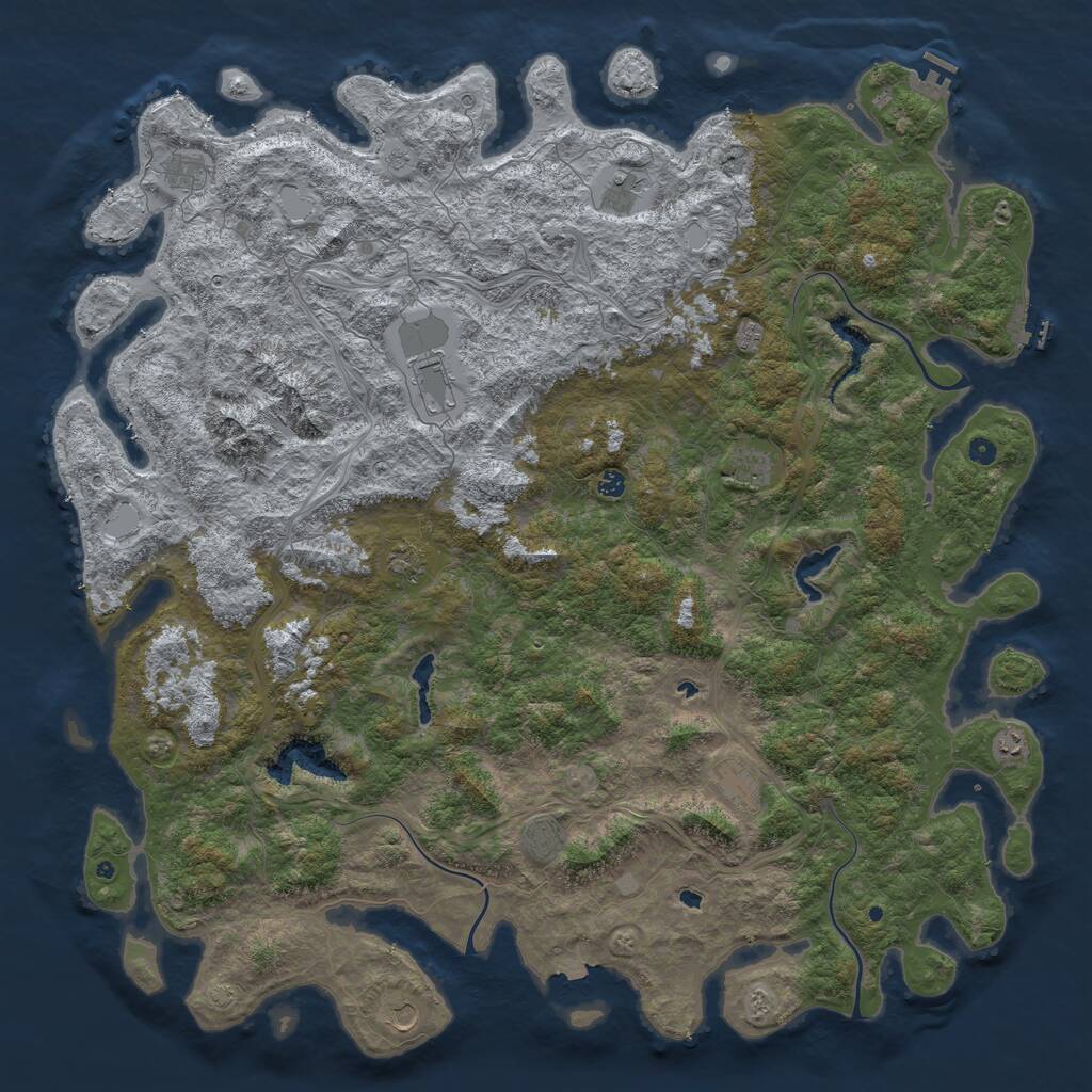 Rust Map: Procedural Map, Size: 6000, Seed: 78652, 17 Monuments