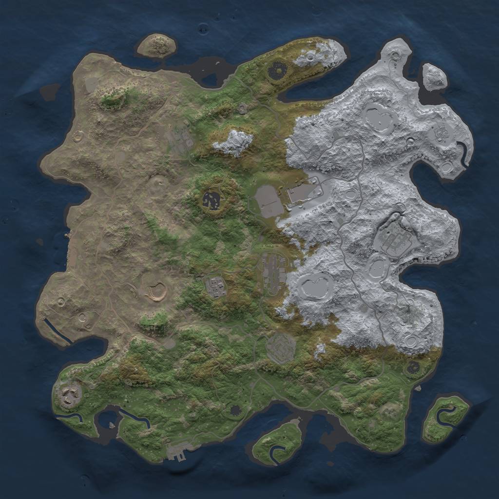 Rust Map: Procedural Map, Size: 4000, Seed: 1142145424, 16 Monuments