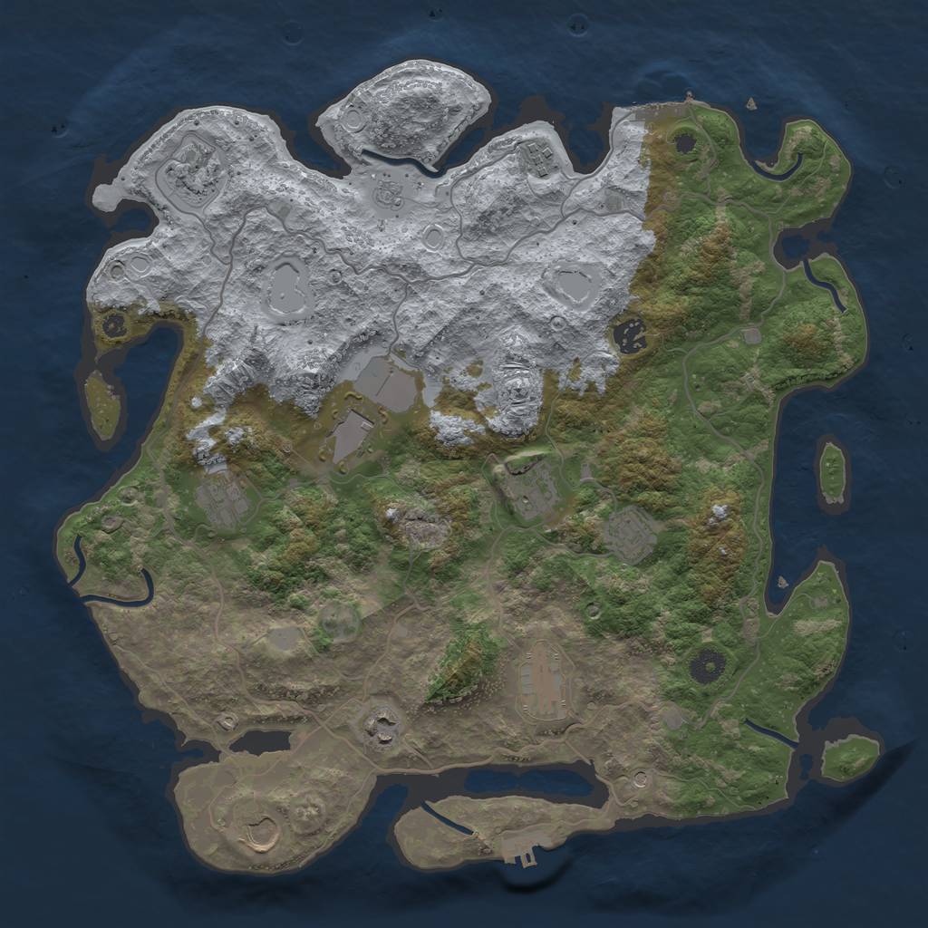 Rust Map: Procedural Map, Size: 4000, Seed: 1937087617, 19 Monuments