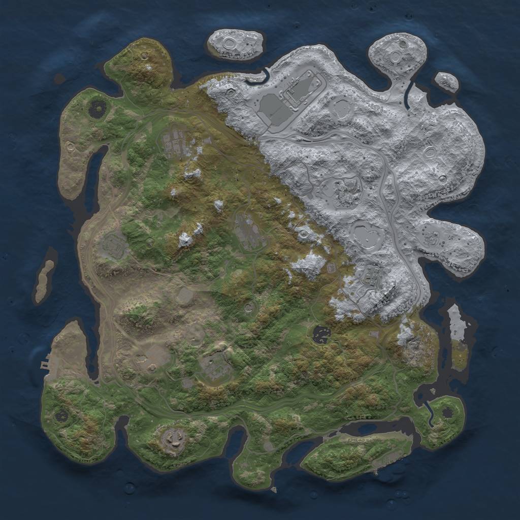 Rust Map: Procedural Map, Size: 4250, Seed: 1896787565, 17 Monuments