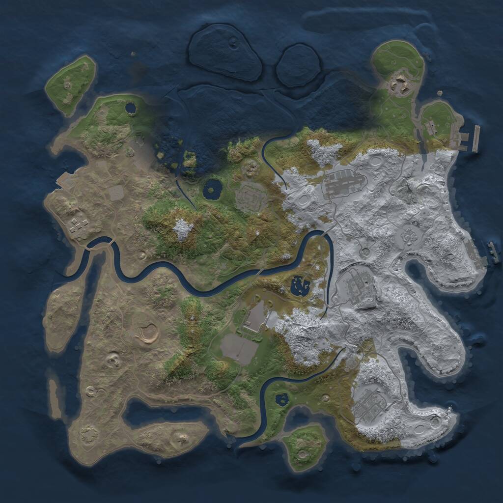 Rust Map: Procedural Map, Size: 3750, Seed: 245, 16 Monuments