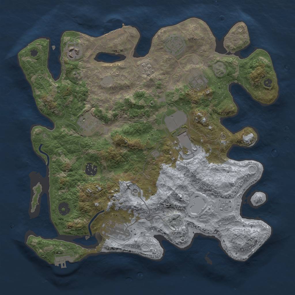 Rust Map: Procedural Map, Size: 3500, Seed: 615324359, 15 Monuments