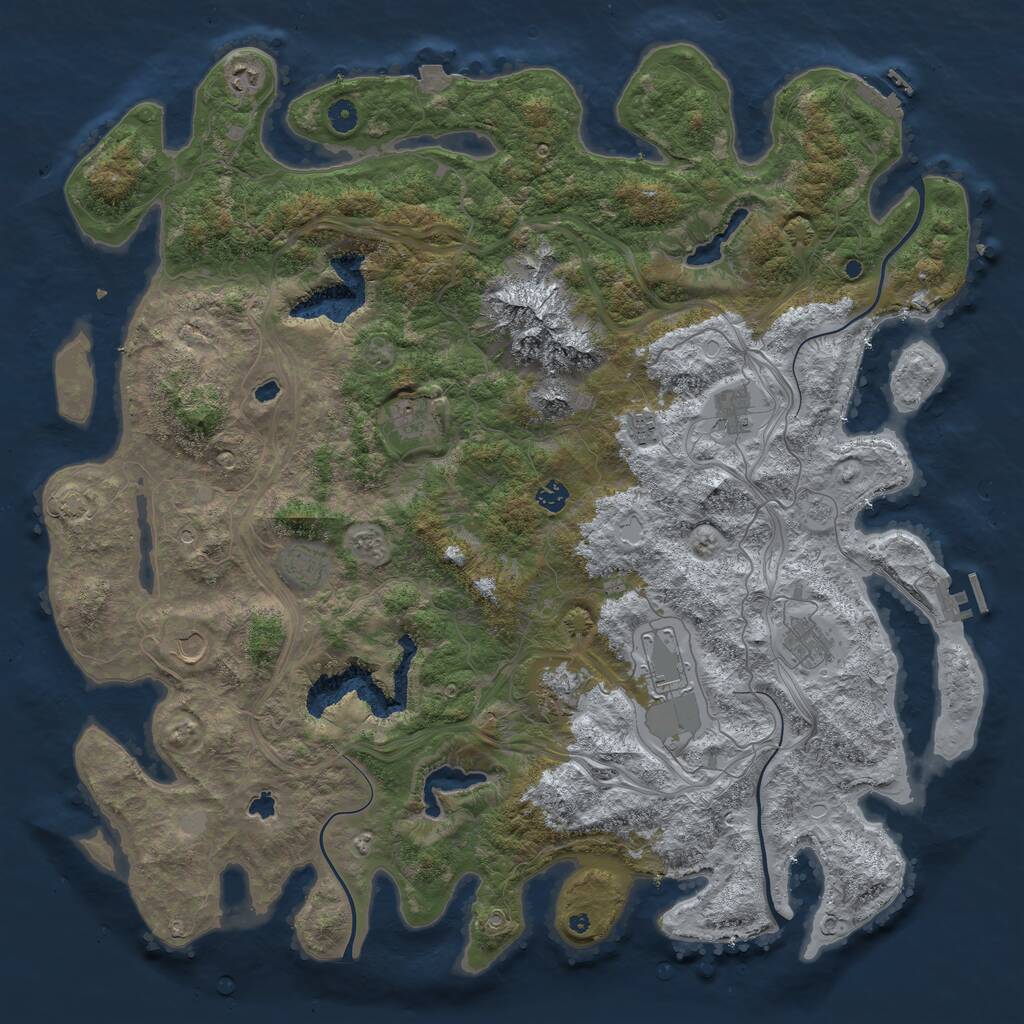 Rust Map: Procedural Map, Size: 5000, Seed: 965221966, 16 Monuments