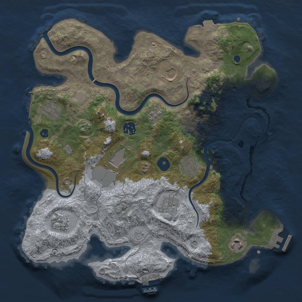 Rust Map: Procedural Map, Size: 3500, Seed: 775976218, 15 Monuments