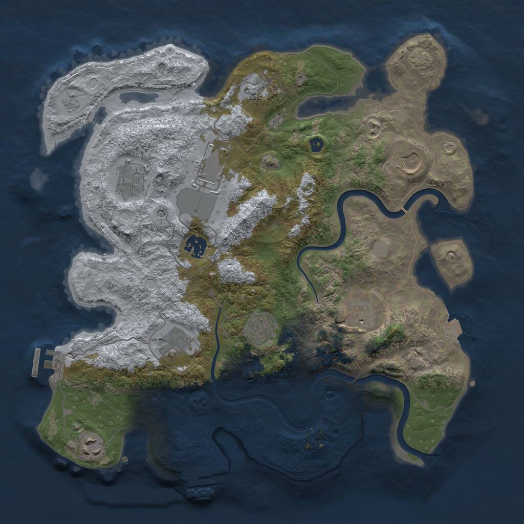 Rust Map: Procedural Map, Size: 3640, Seed: 58392058, 16 Monuments