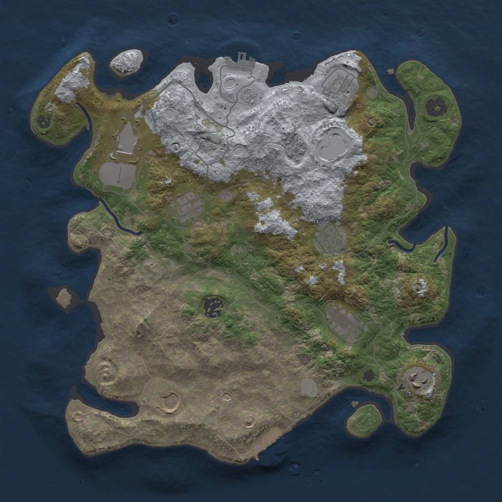 Rust Map: Procedural Map, Size: 3700, Seed: 98763654, 16 Monuments