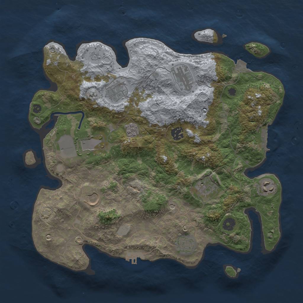 Rust Map: Procedural Map, Size: 3500, Seed: 375024061, 17 Monuments