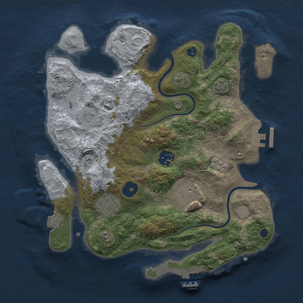 Rust Map: Procedural Map, Size: 3000, Seed: 7321, 10 Monuments