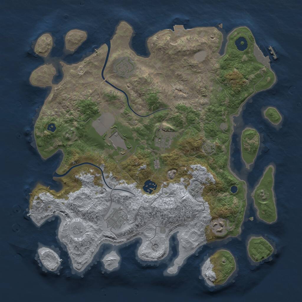 Rust Map: Procedural Map, Size: 3500, Seed: 55548522, 12 Monuments