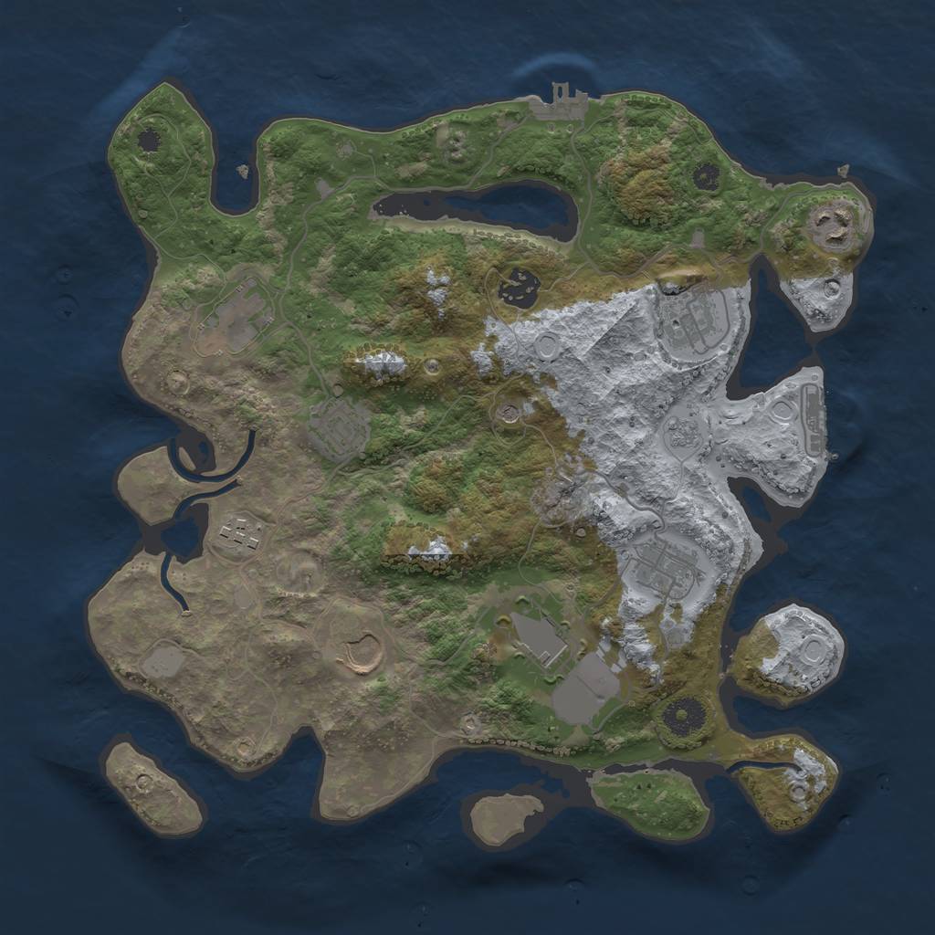 Rust Map: Procedural Map, Size: 3500, Seed: 174355310, 16 Monuments