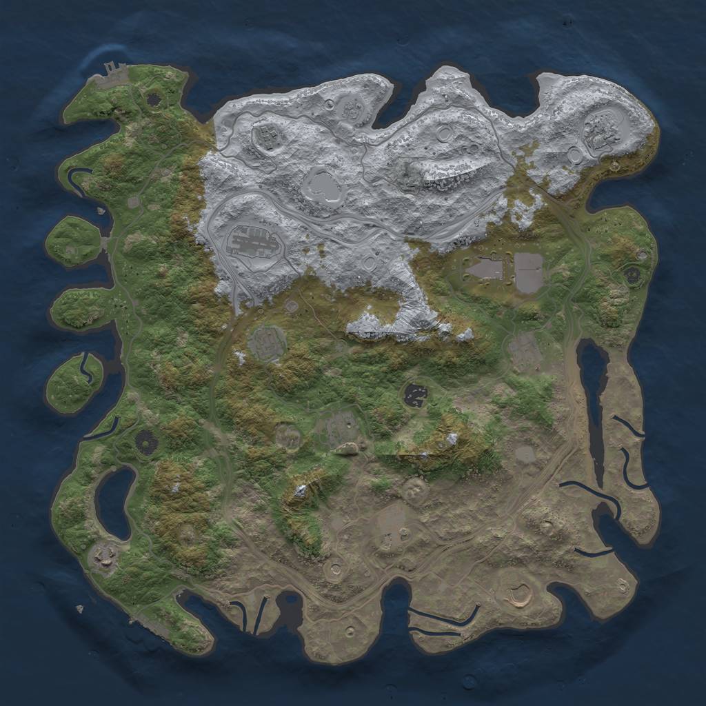 Rust Map: Procedural Map, Size: 4500, Seed: 380974561, 20 Monuments