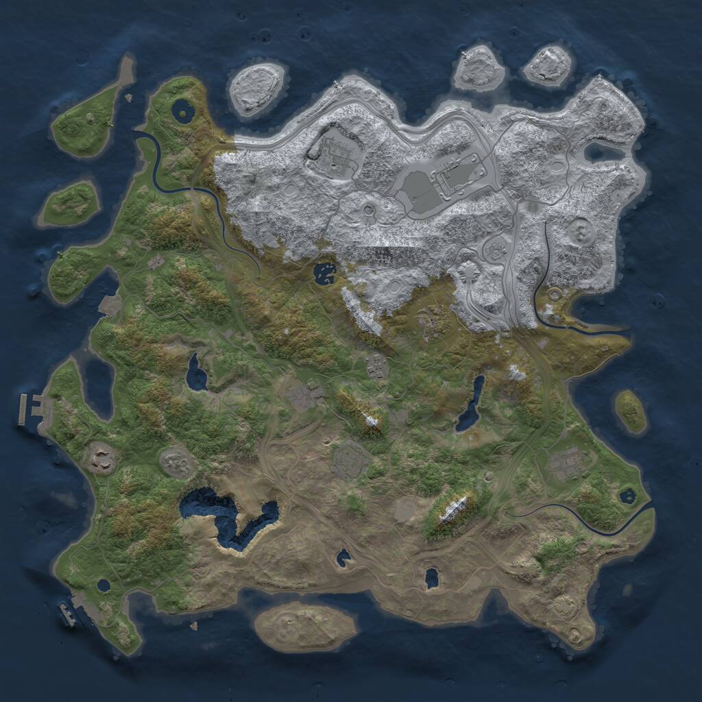 Rust Map: Procedural Map, Size: 4500, Seed: 1259028462, 15 Monuments