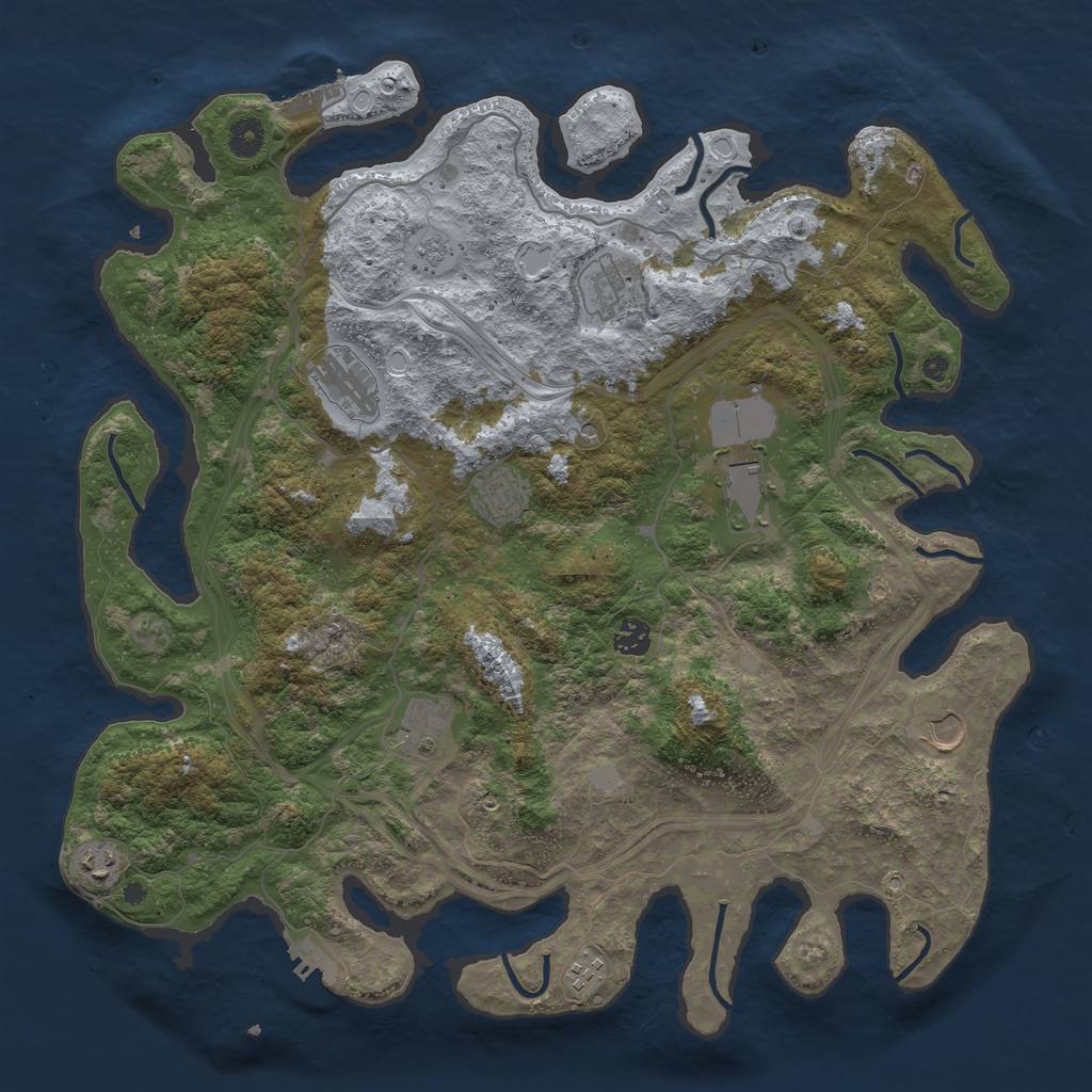 Rust Map: Procedural Map, Size: 4300, Seed: 4159426, 16 Monuments
