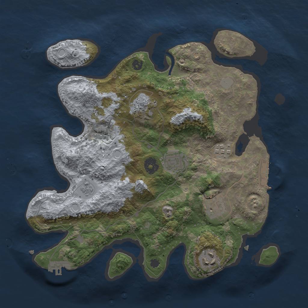 Rust Map: Procedural Map, Size: 3000, Seed: 2132189142, 11 Monuments