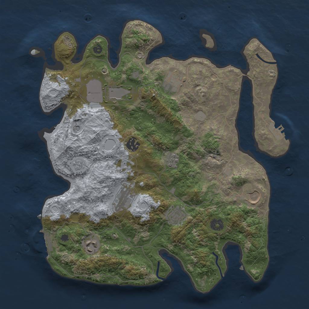 Rust Map: Procedural Map, Size: 3500, Seed: 2099999696, 17 Monuments