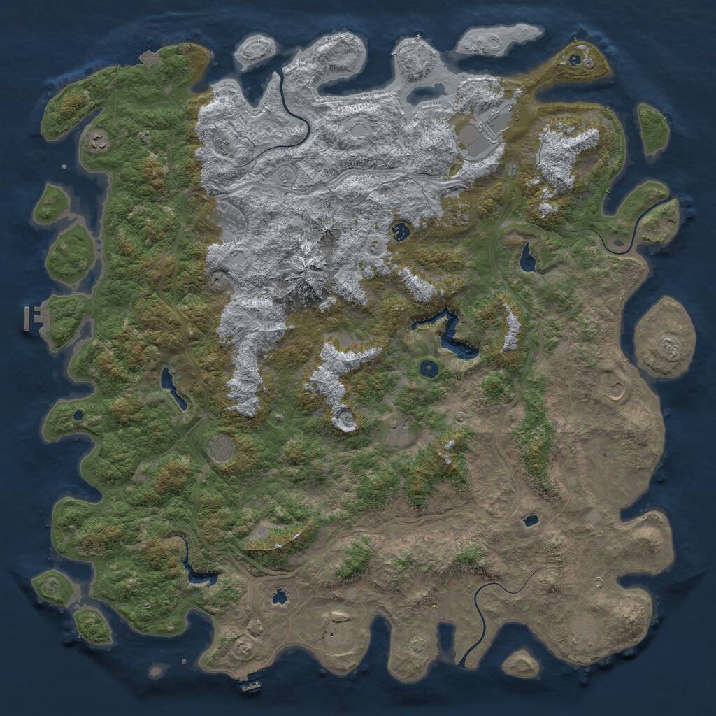 Rust Map: Procedural Map, Size: 6000, Seed: 85163, 17 Monuments