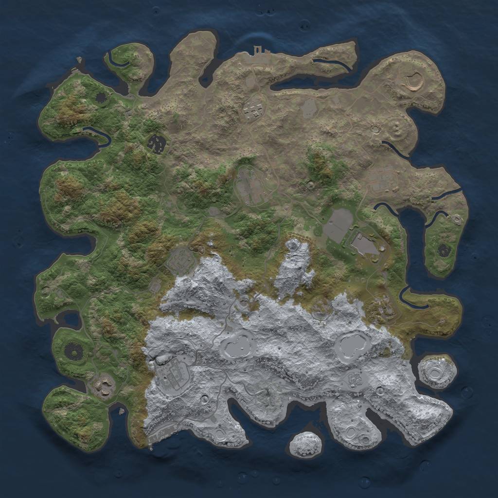 Rust Map: Procedural Map, Size: 3997, Seed: 570821604, 19 Monuments