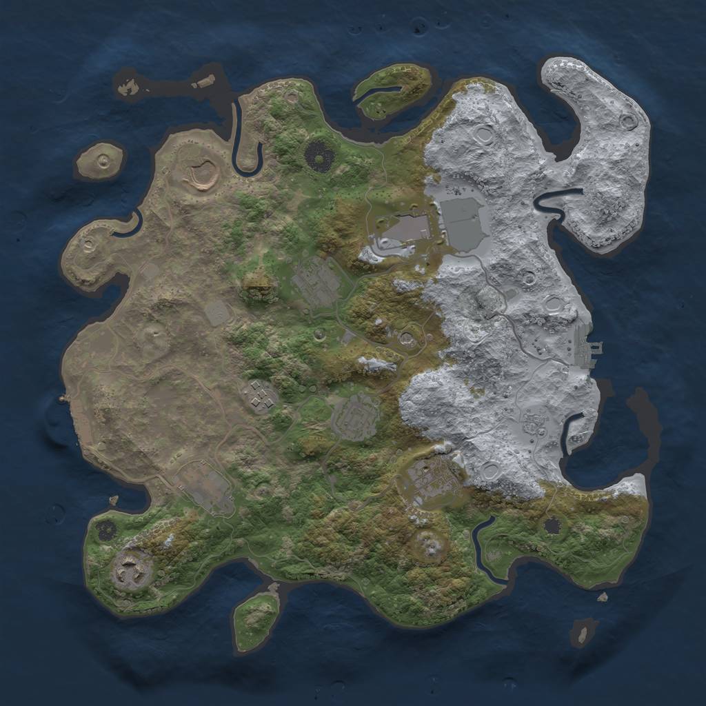 Rust Map: Procedural Map, Size: 3500, Seed: 98451162, 17 Monuments