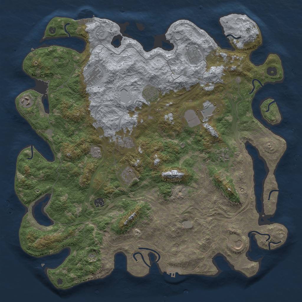 Rust Map: Procedural Map, Size: 4500, Seed: 1044380268, 20 Monuments