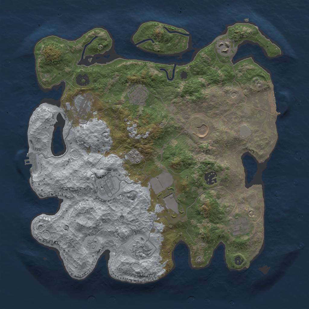 Rust Map: Procedural Map, Size: 3500, Seed: 1313409218, 19 Monuments