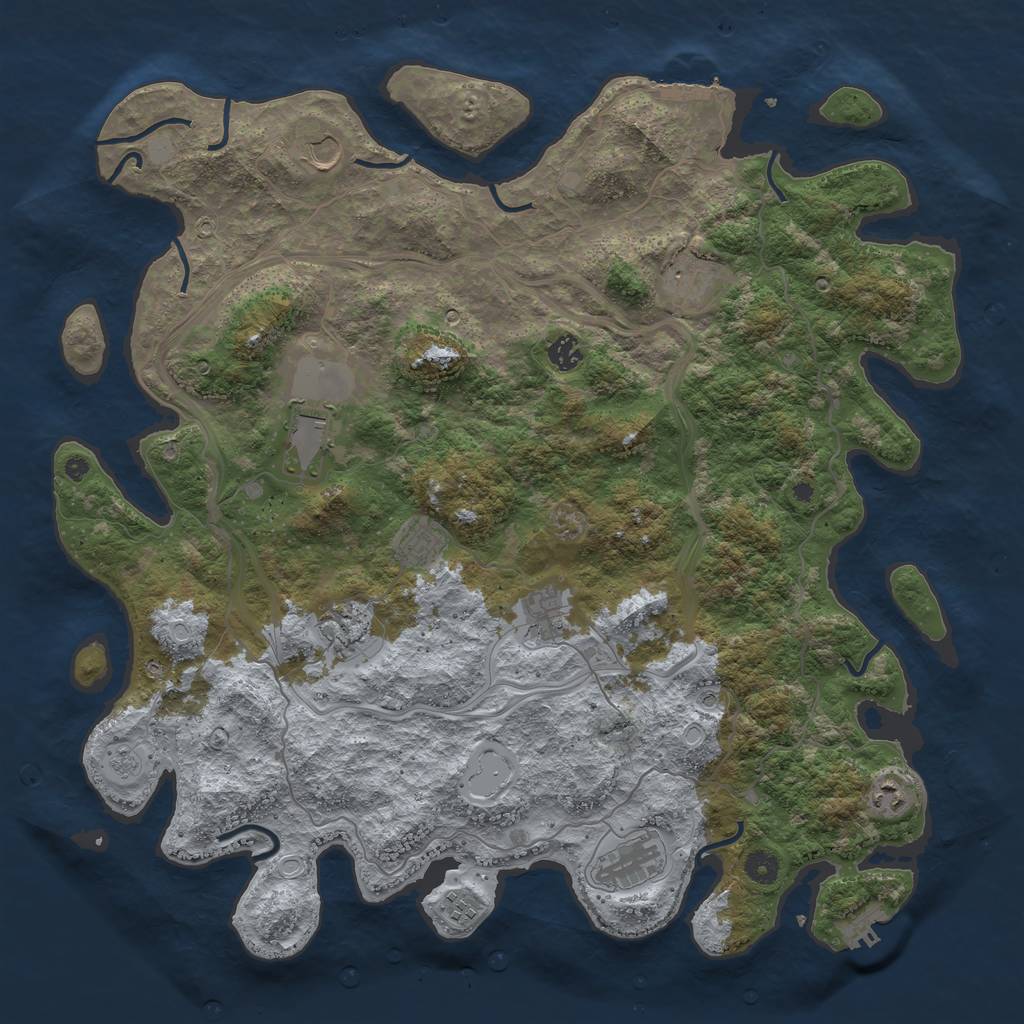 Rust Map: Procedural Map, Size: 4500, Seed: 175505779, 19 Monuments