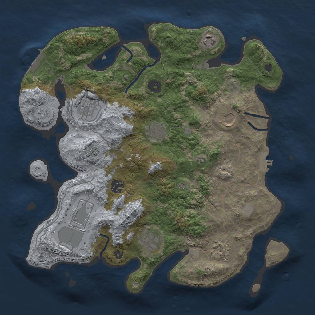Rust Map: Procedural Map, Size: 3500, Seed: 1740811587, 18 Monuments