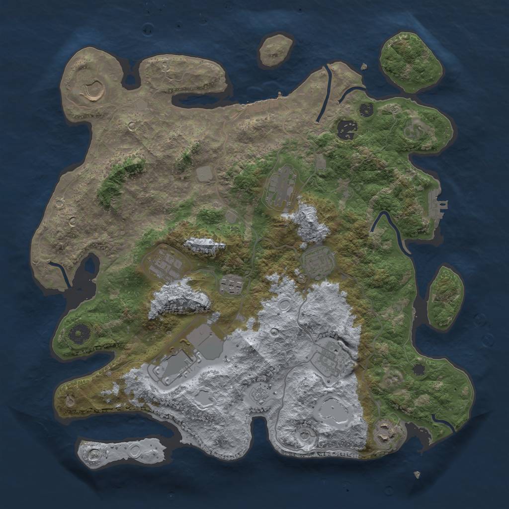 Rust Map: Procedural Map, Size: 3700, Seed: 378978973, 18 Monuments