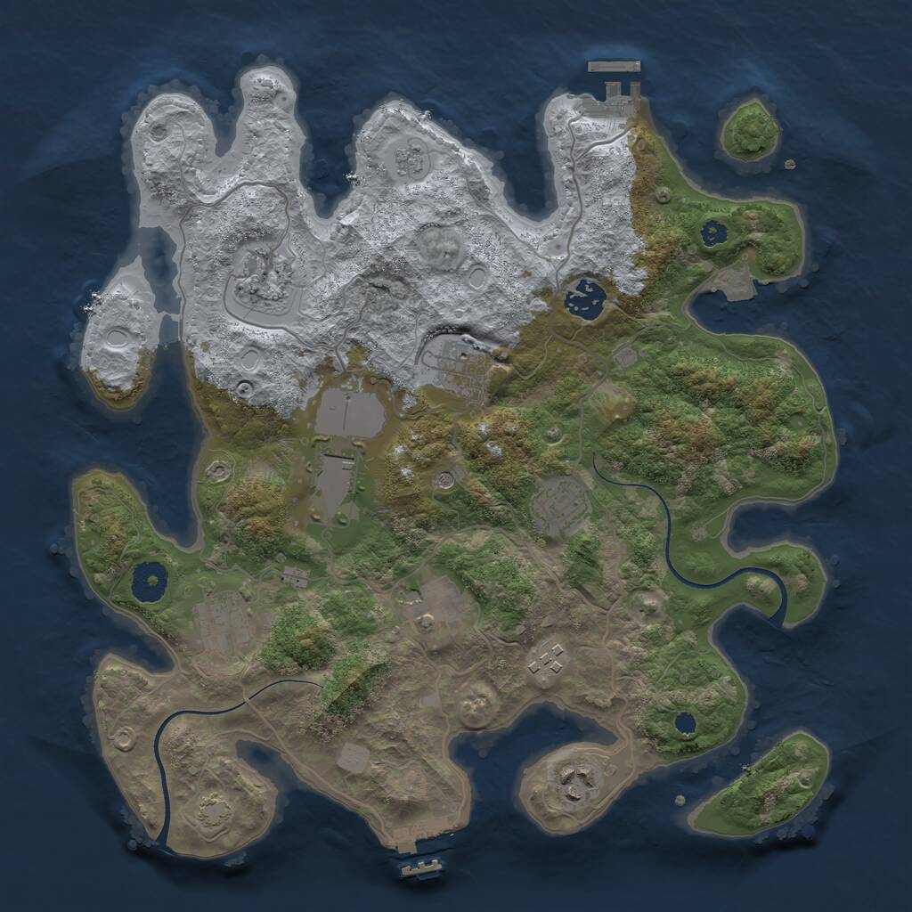 Rust Map: Procedural Map, Size: 3500, Seed: 114200123, 15 Monuments