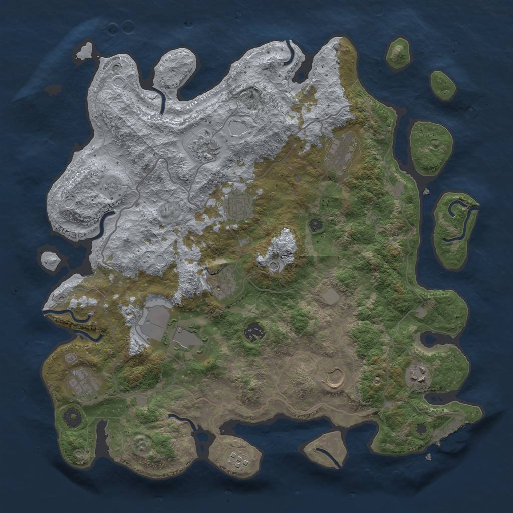 Rust Map: Procedural Map, Size: 4000, Seed: 1489761252, 18 Monuments