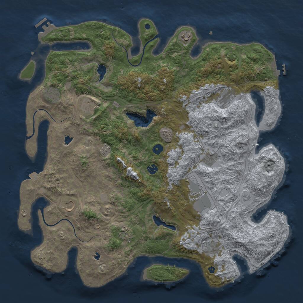 Rust Map: Procedural Map, Size: 4500, Seed: 1031210945, 17 Monuments