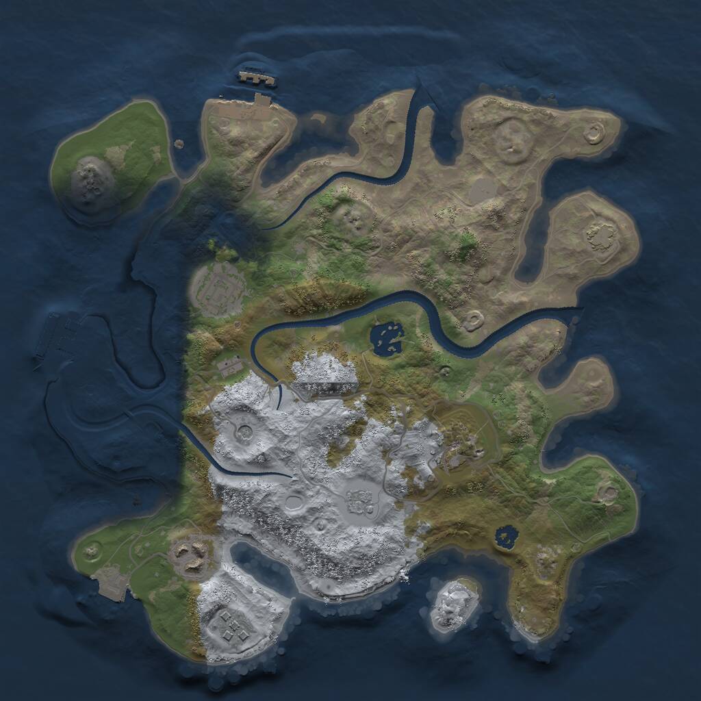 Rust Map: Procedural Map, Size: 3000, Seed: 2027487881, 11 Monuments