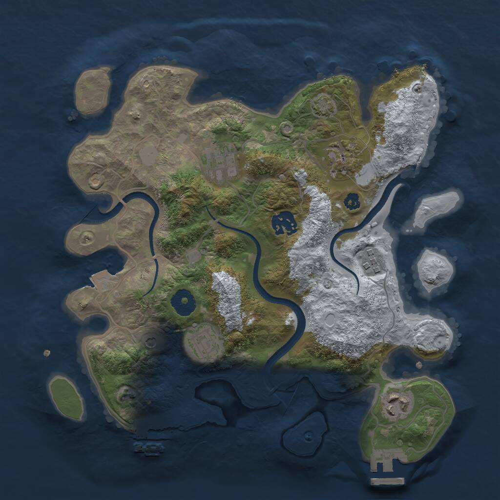 Rust Map: Procedural Map, Size: 3000, Seed: 1875653164, 11 Monuments