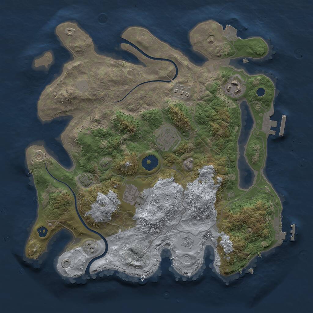 Rust Map: Procedural Map, Size: 3000, Seed: 876177257, 9 Monuments