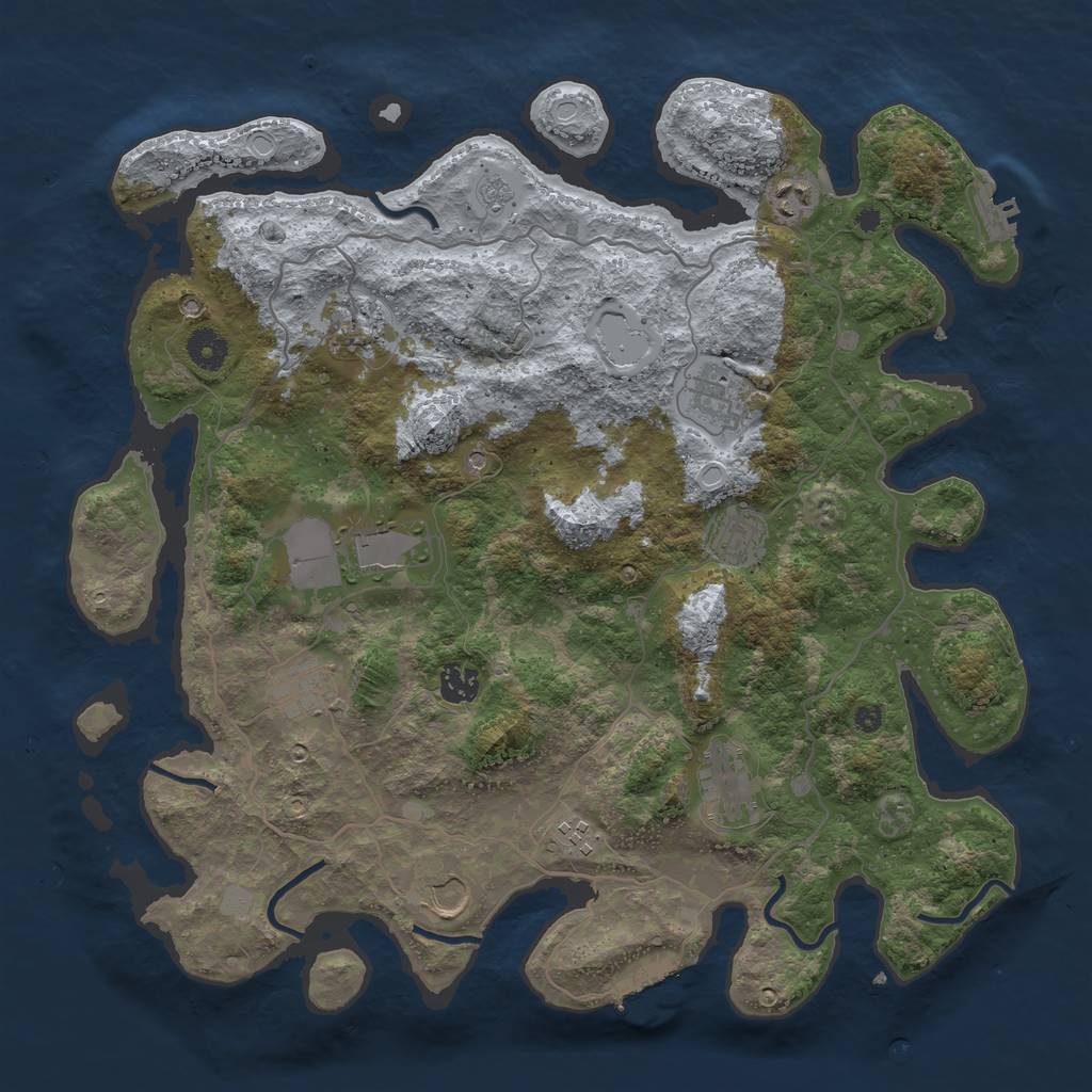Rust Map: Procedural Map, Size: 4000, Seed: 9453, 19 Monuments