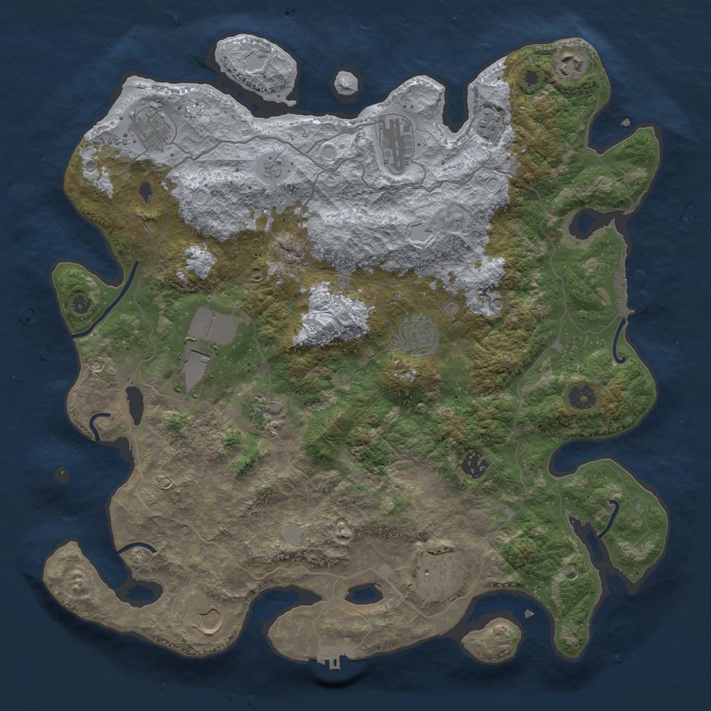 Rust Map: Procedural Map, Size: 4100, Seed: 97125343, 19 Monuments