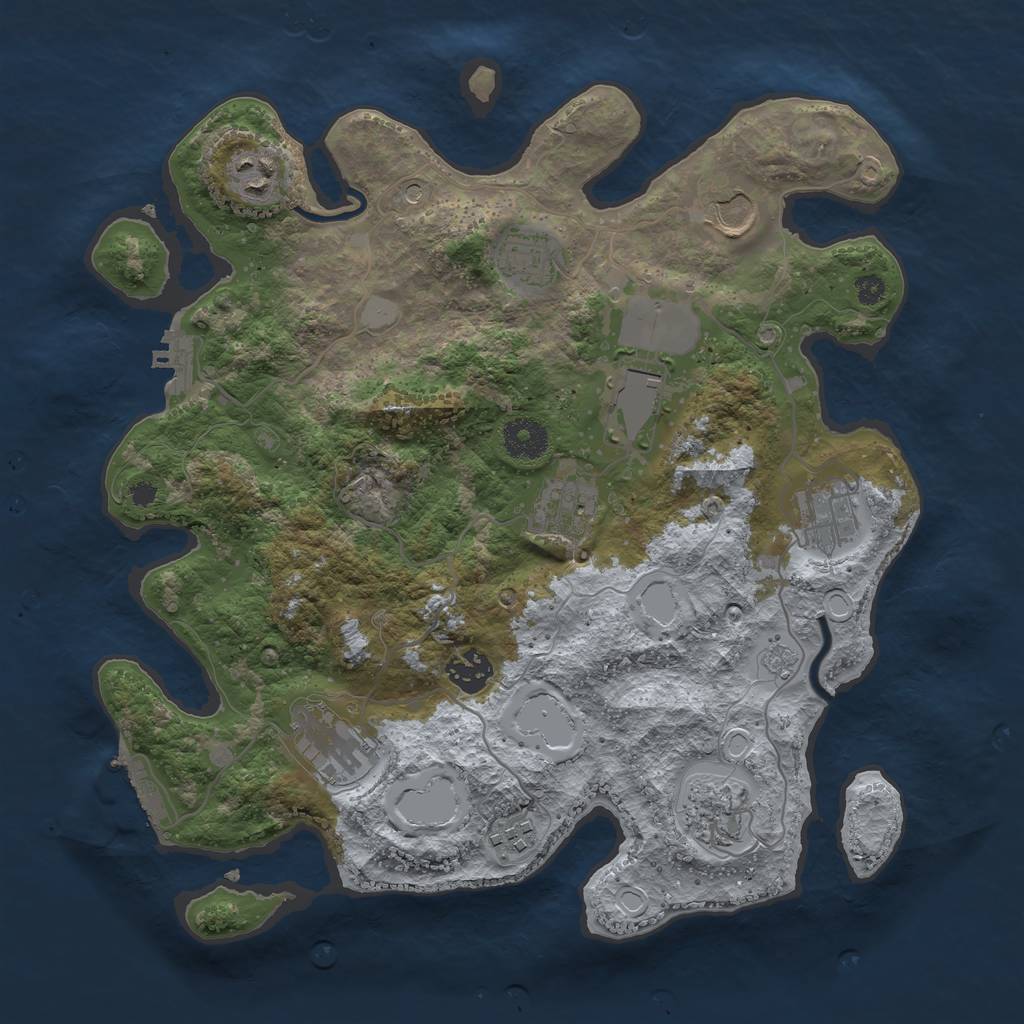 Rust Map: Procedural Map, Size: 3500, Seed: 1758580289, 19 Monuments