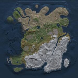 Thumbnail Rust Map: Procedural Map, Size: 3500, Seed: 1758580289, 16 Monuments