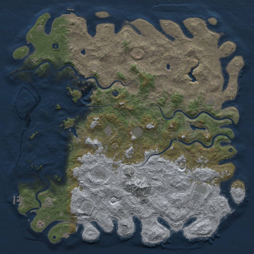 Rust Map: Procedural Map, Size: 6000, Seed: 319229719, 17 Monuments