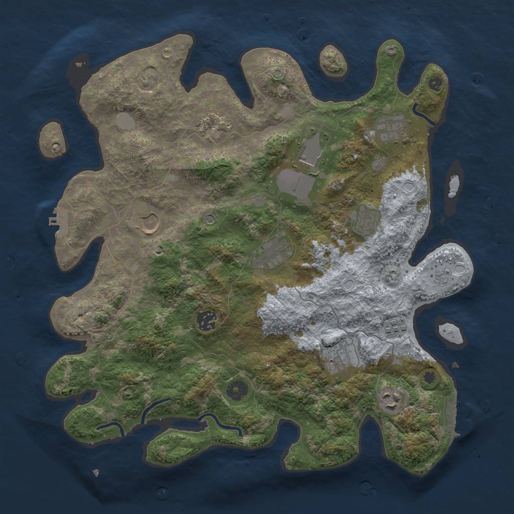Rust Map: Procedural Map, Size: 3750, Seed: 629675558, 17 Monuments