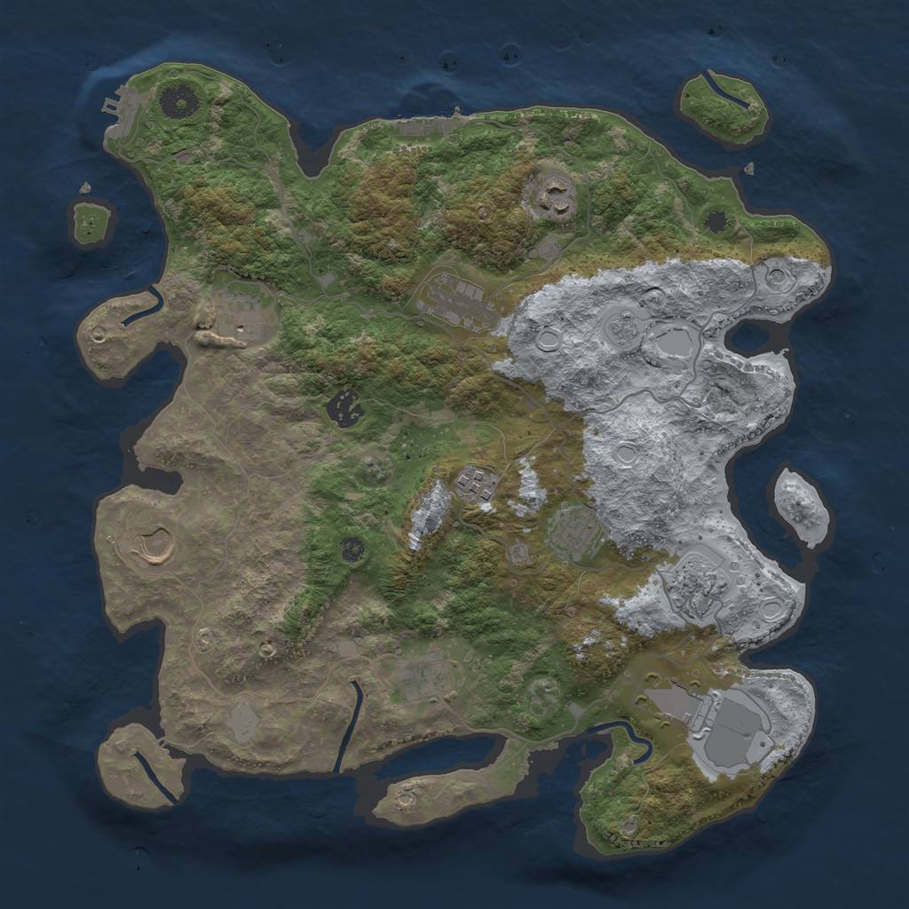 Rust Map: Procedural Map, Size: 3750, Seed: 1917915509, 19 Monuments