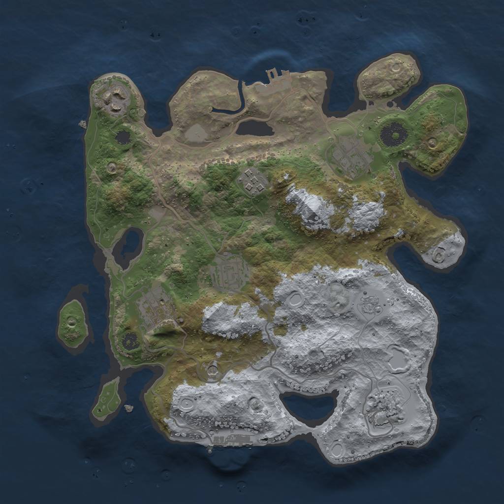 Rust Map: Procedural Map, Size: 3000, Seed: 1861080749, 15 Monuments