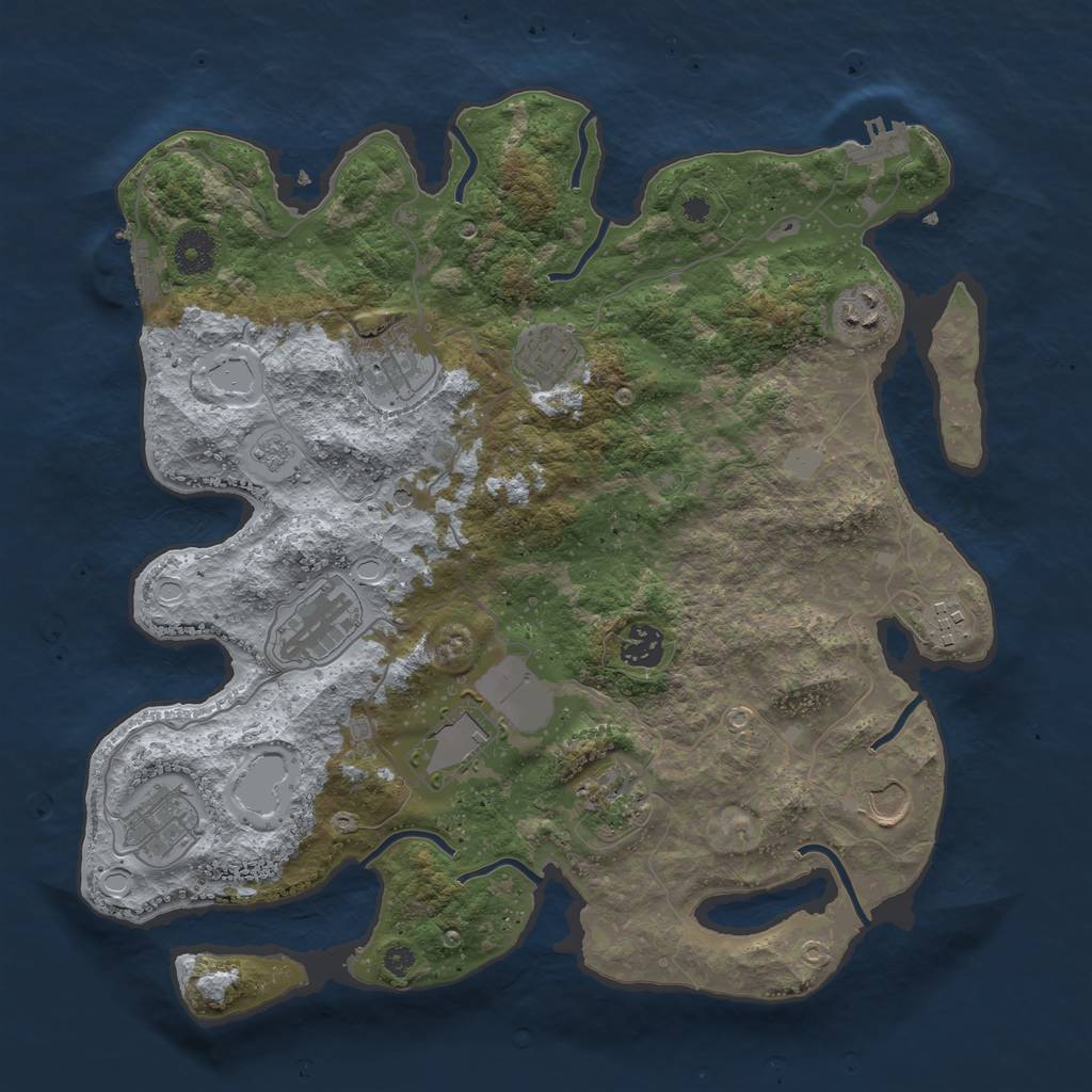 Rust Map: Procedural Map, Size: 3700, Seed: 1983203170, 19 Monuments