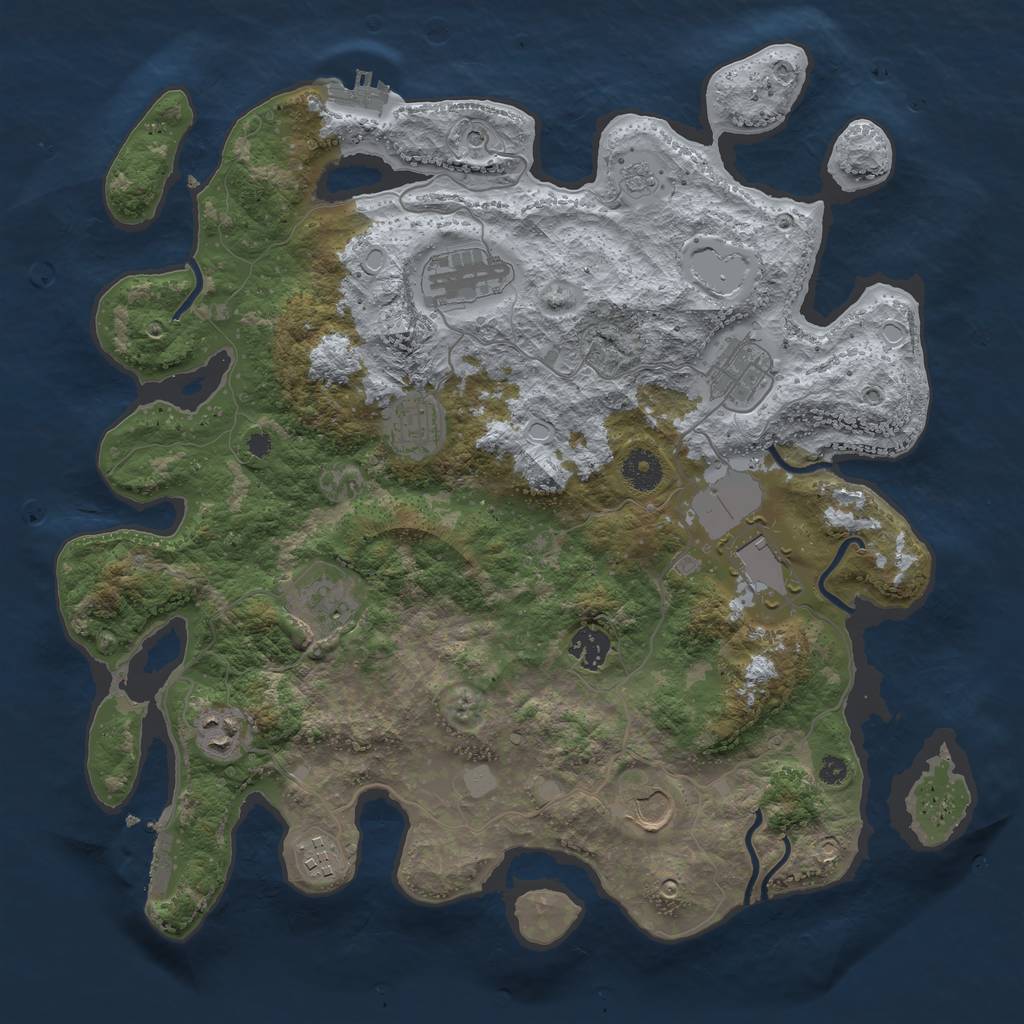 Rust Map: Procedural Map, Size: 3800, Seed: 8461569, 18 Monuments