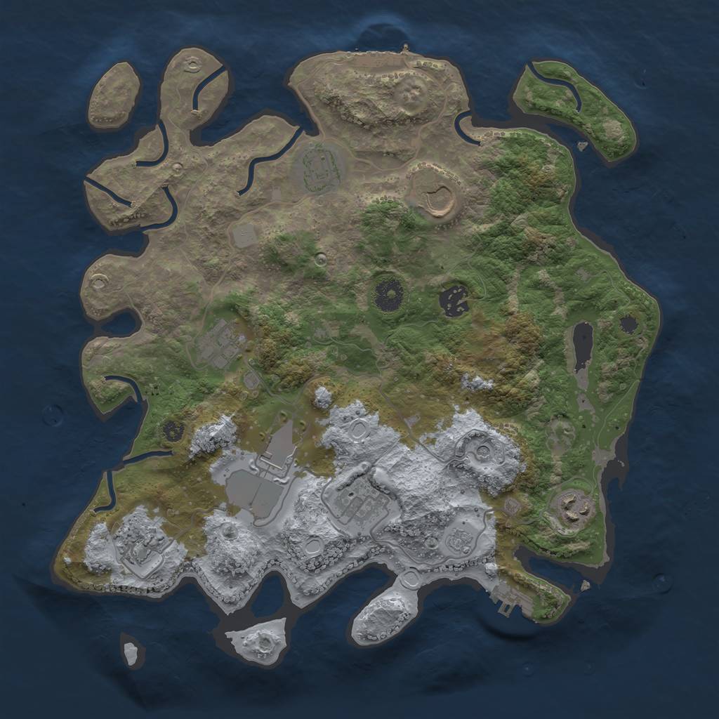 Rust Map: Procedural Map, Size: 3500, Seed: 75699505, 17 Monuments