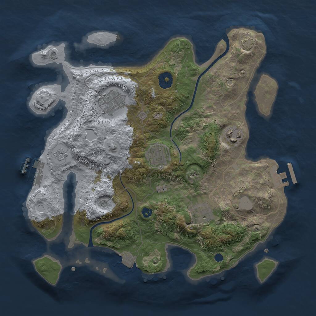 Rust Map: Procedural Map, Size: 3000, Seed: 5174260, 10 Monuments