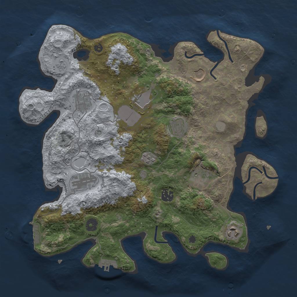Rust Map: Procedural Map, Size: 3500, Seed: 903061667, 18 Monuments