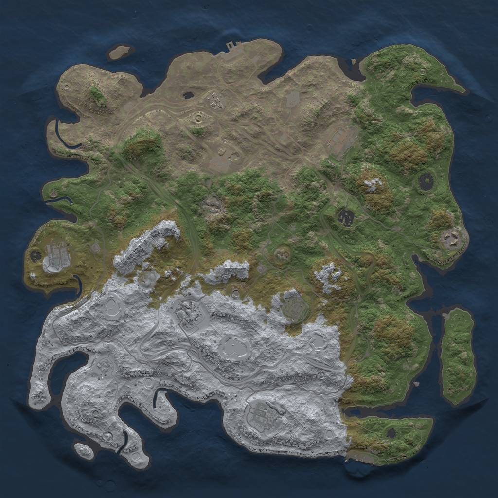 Rust Map: Procedural Map, Size: 4500, Seed: 802177182, 16 Monuments