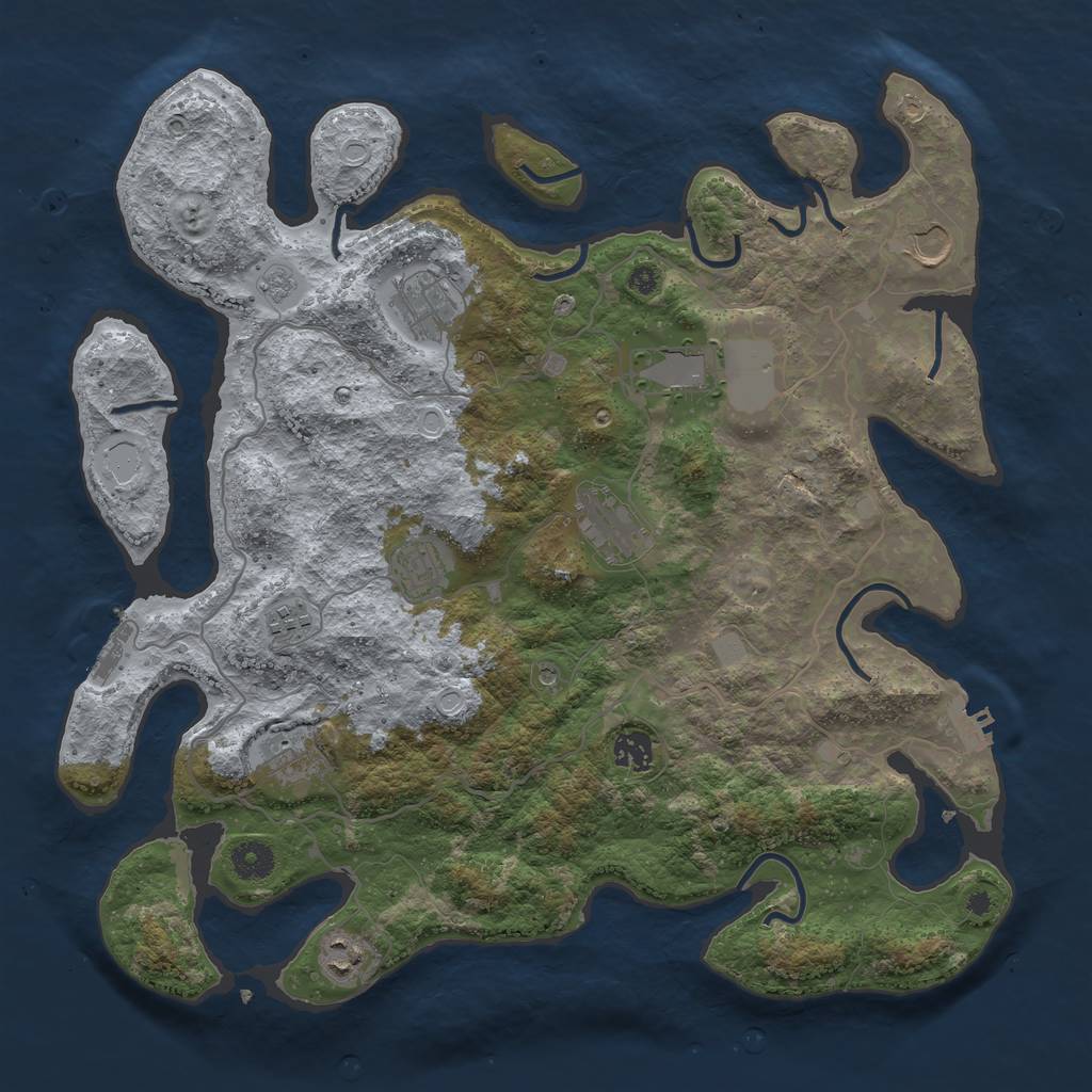 Rust Map: Procedural Map, Size: 4000, Seed: 492324795, 18 Monuments